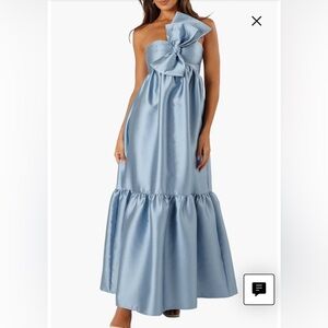 Petal and Pup Elegant Blue bow Dress